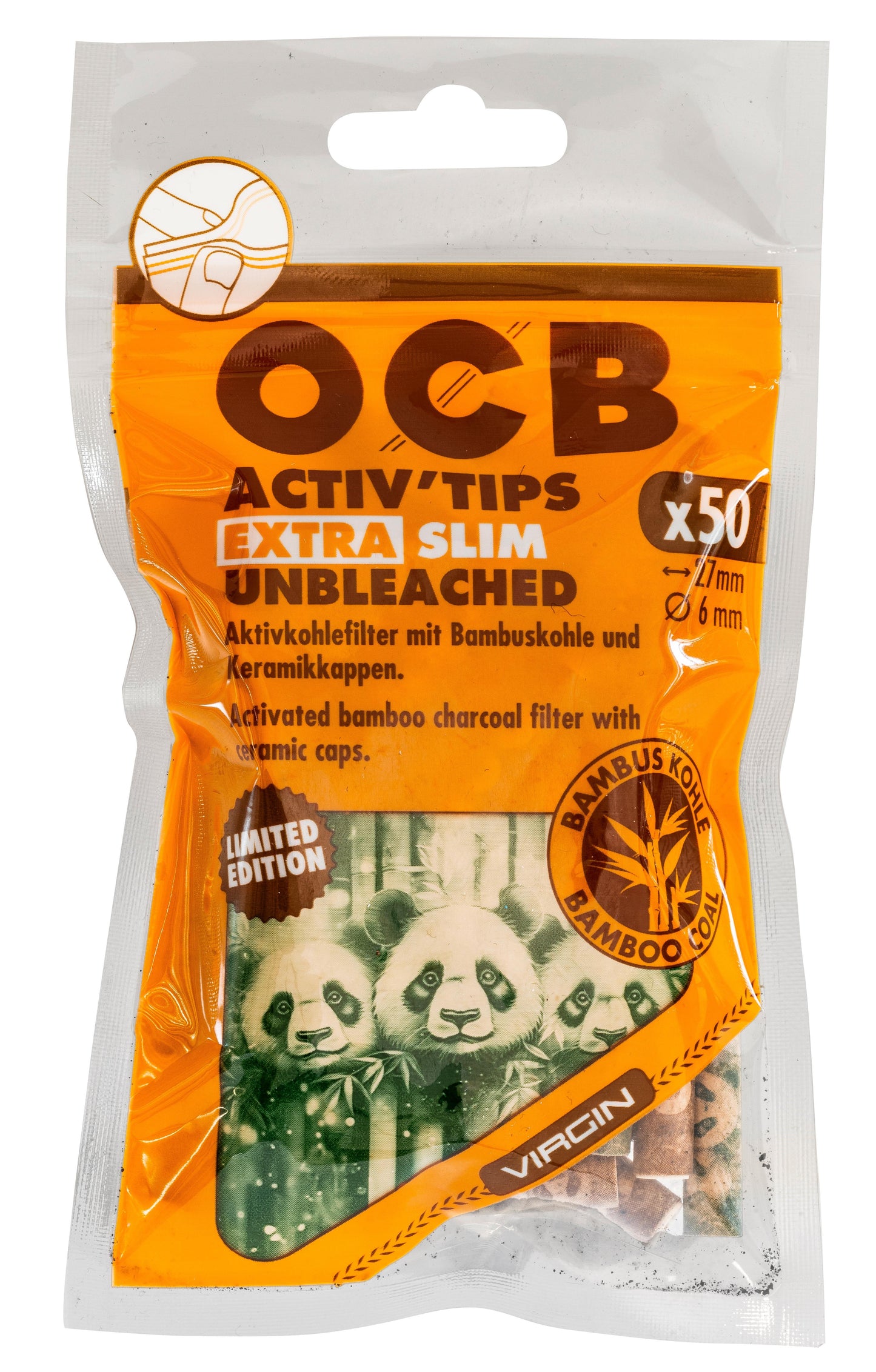 OCB activ tips 50er 6mm bamboo unbleached
