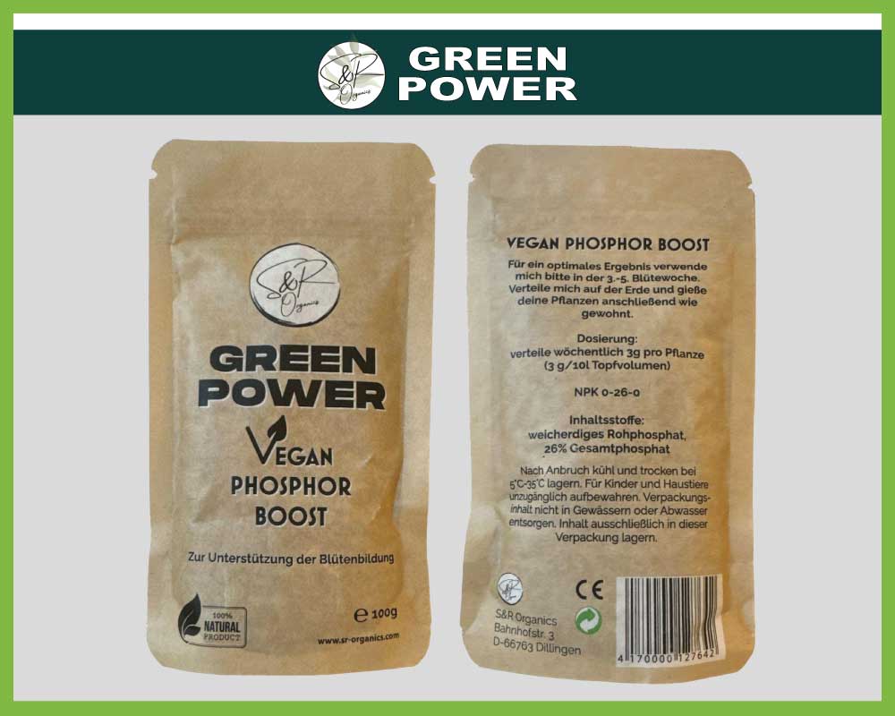 S&K Organics Green Power, Vegan Phosphor Boost, 100 Gramm. Zur Unterstützung der Blütenbildung.