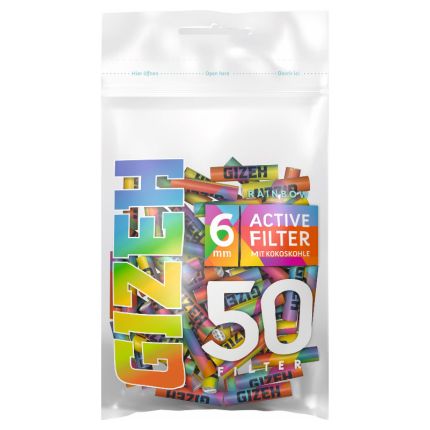 GIZEH RAINBOW Aktivkohlefilter 6mm 50er Beutel