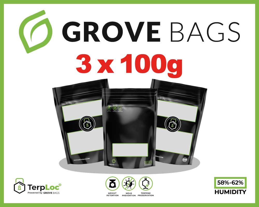 3x 100g Grove Bags TerpLoc mit Fenster