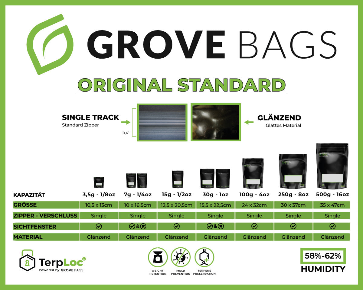 Grove Bags TerpLoc Beutel (30x37cm, 250g) mit Fenster (10er Set)