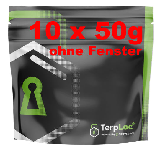 Grove Bags TerpLoc Beutel (20,5x22,5cm, 50g) OHNE Fenster (10er Set)