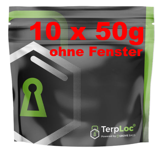 Grove Bags TerpLoc Beutel (20,5x22,5cm, 50g) OHNE Fenster (10er Set)
