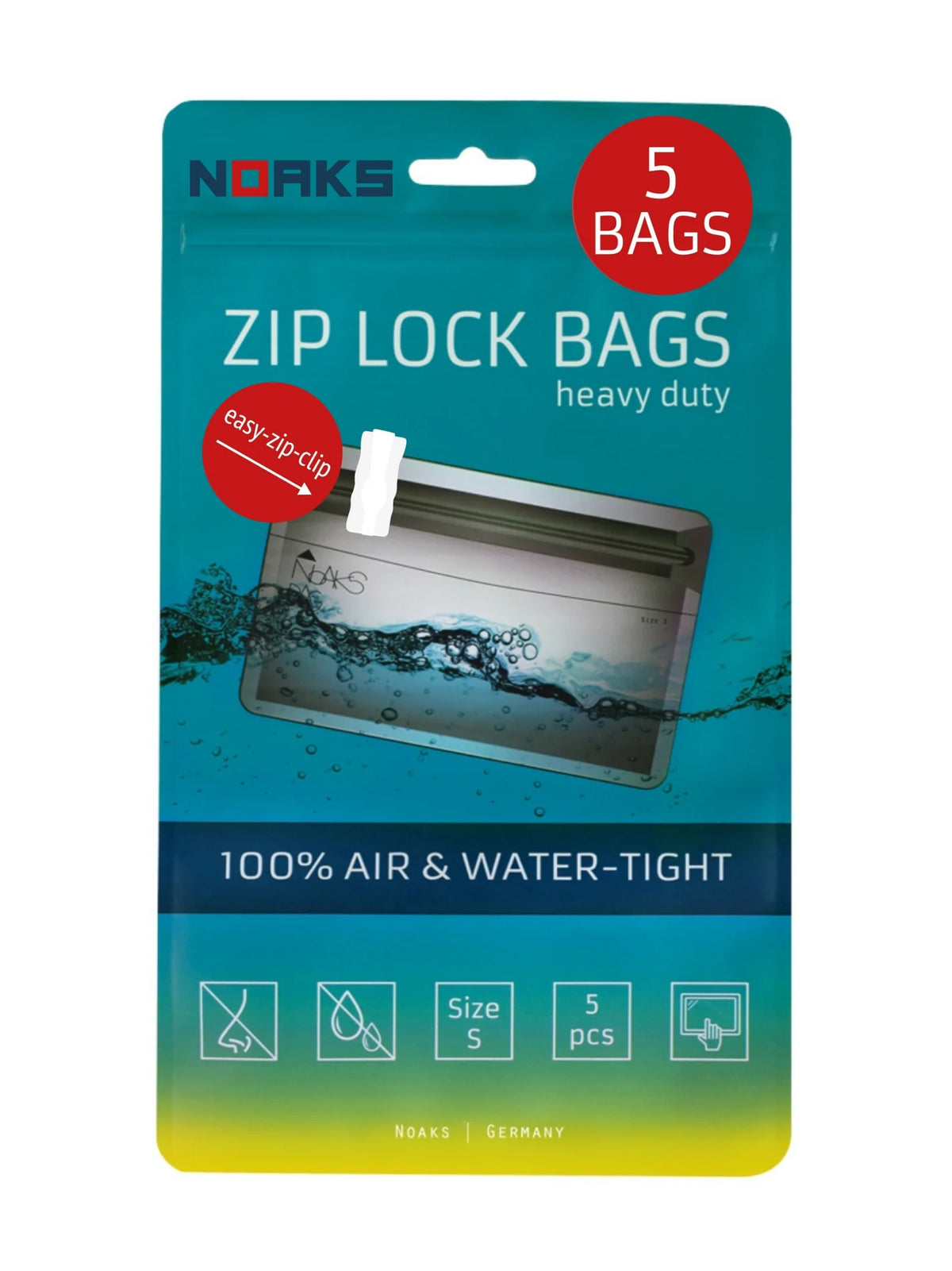 NOAKS Bags ORIGINAL – wasserdichte & geruchsdichte Beutel, 5er-Pack