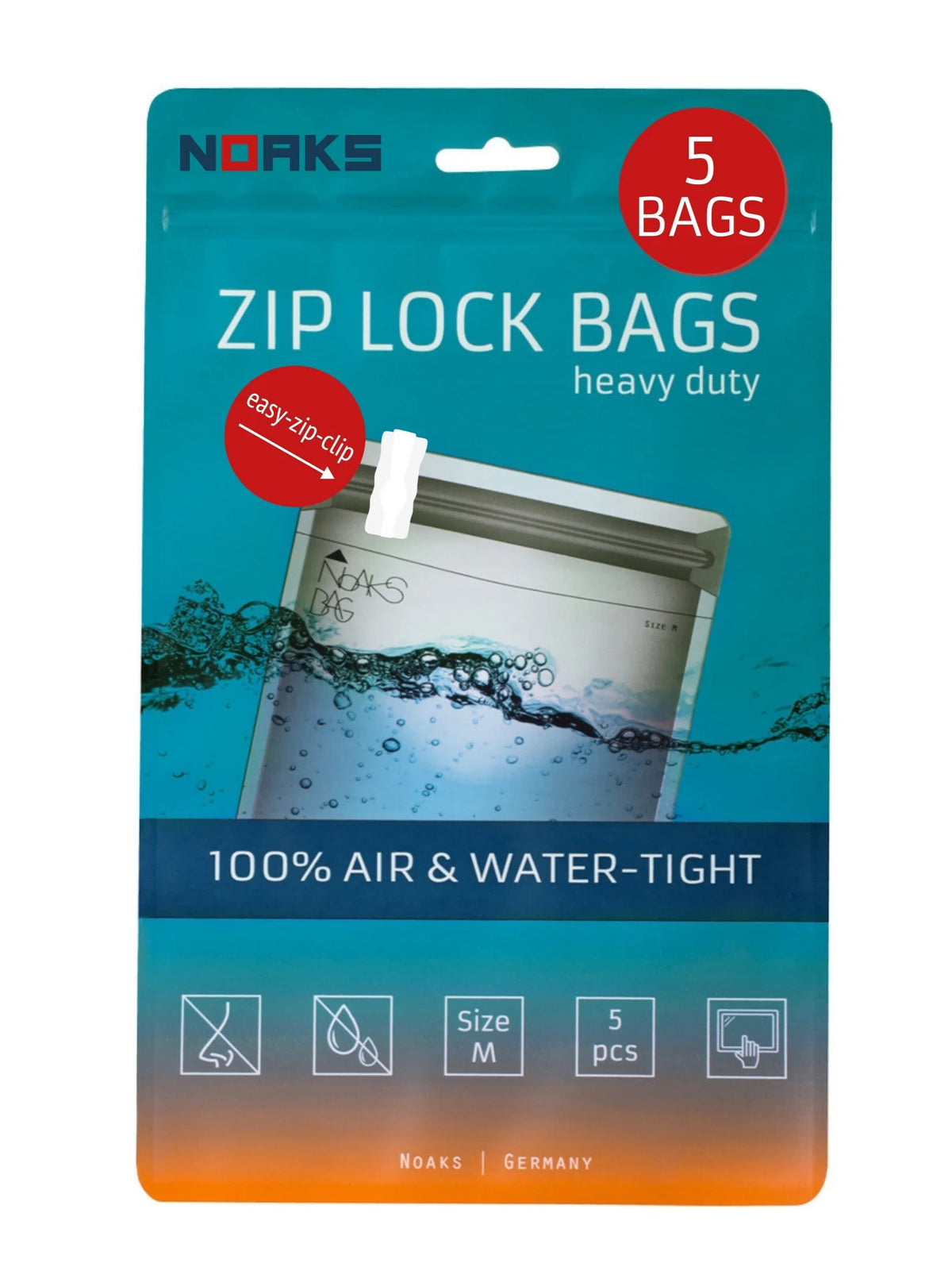 NOAKS Bags ORIGINAL – wasserdichte & geruchsdichte Beutel, 5er-Pack