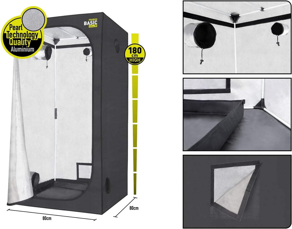 Garden Highpro Growkit 80H – Growzelt Komplettset 80x80x180 cm mit LED 150 W, Abluft und Zubehör