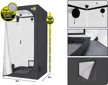 Garden Highpro Growkit 80H – Growzelt Komplettset 80x80x180 cm mit LED 150 W, Abluft und Zubehör