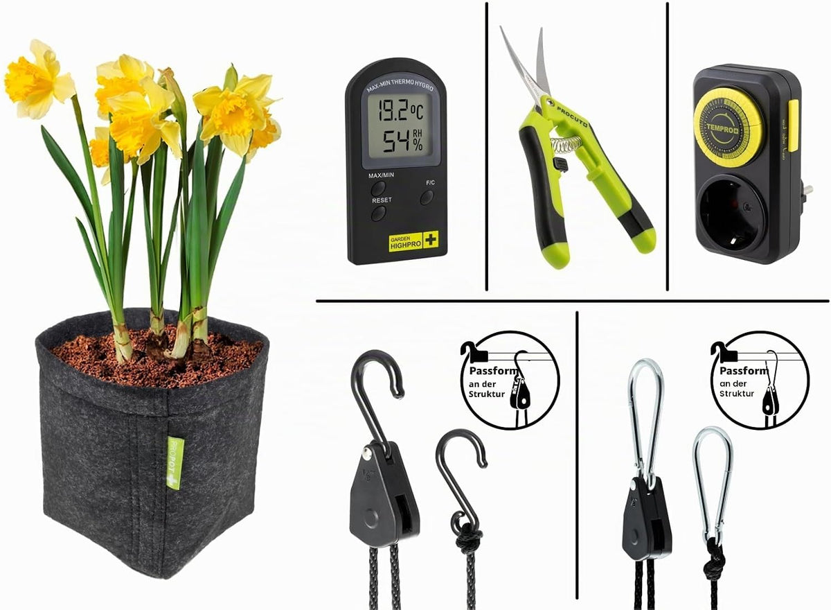 Garden Highpro Growkit 80H – Growzelt Komplettset 80x80x180 cm mit LED 150 W, Abluft und Zubehör