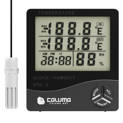 Caluma Thermo-Hygrometer mit Uhr und externer Sonde (2m Kabel)