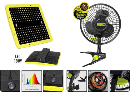 Garden Highpro Growkit 80H – Growzelt Komplettset 80x80x180 cm mit LED 150 W, Abluft und Zubehör