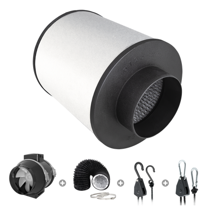TRAFIKA Extractor Kit 125 mm / 250 m³/h – Grow Abluft Set mit Aktivkohlefilter und Rohrlüfter