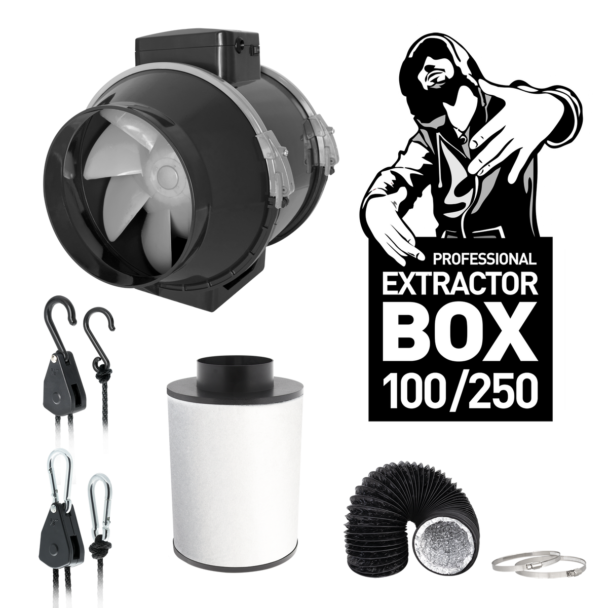 Abluft-Komplettset 100mm/250m³h TRAFIKA EXTRACTOR KIT