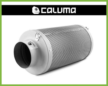 Mittelgrosser Caluma Aktivkohlefilter Ø 100 mm 270 m³h, mit den Massen 38 x 20 x 20 cm.