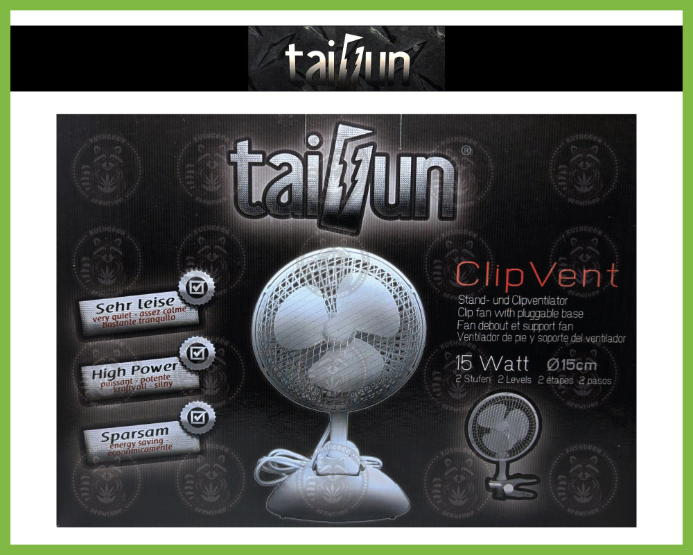 Taifun  15W Ø 15cm Grow Ventilator - 2 Möglichkeiten: Clip oder Standventilator