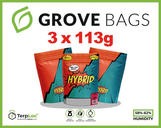 3x 113g Hybrid Special Edition Grove Bags TerpLoc - Soft Touch Edition - Child Resistant