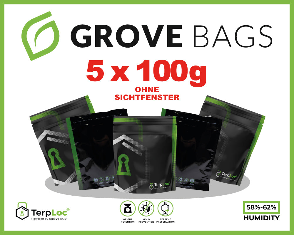 Grove Bags TerpLoc Beutel (24x32cm, 100g) OHNE Fenster (5er Set)